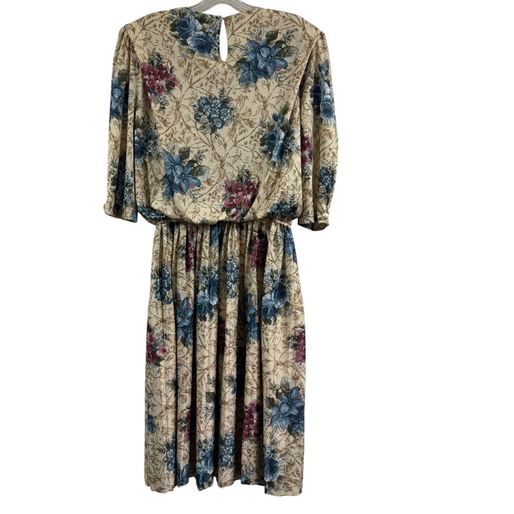 Vintage Good Times 1980’s Floral Dress USA Made Elastic Waist Size 18 - Picture 2 of 16